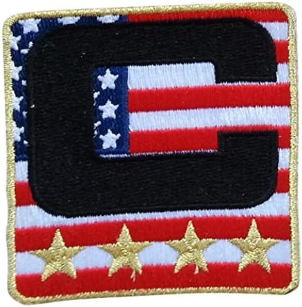 דגל ארהב קפטן C ברזל על כדורגל ג'רזי, בייסבול, כדורגל, הוקי, לקרוס, כדורסל