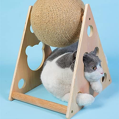 N / B Natural Sisal Cat Cratcher צעצוע, צעצוע מגרד חתול עם כדור, כדור גירוד לחתולים וחתלתולים, משחק יציב ועמיד שריטות,