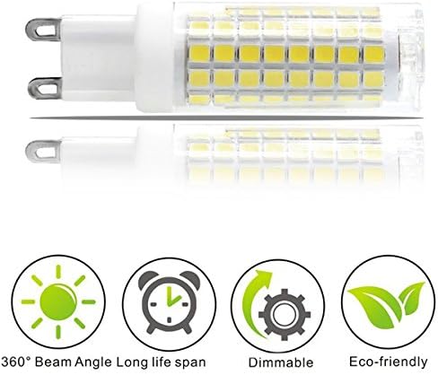 9 נורות לד בסיס דו-פינים 4, 6000 קראט אור יום אור לבן מנורת נברשת ניתנת לעמעום לתאורה ביתית קישוט פנימי, מארז 7 וואט של