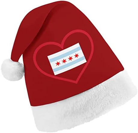 אני אוהב שיקגו אדום לב חג המולד כובע אישית סנטה כובע מצחיק חג המולד קישוטים