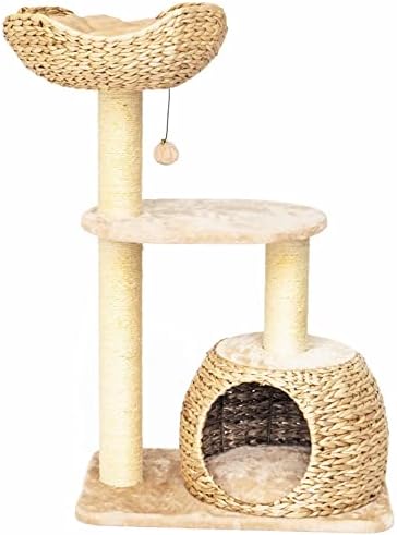 חתול עץ מגדל, חתול טיפוס מסגרת, 35 אינץ גבוהה עבור מקורה חתולים, רב-רמת חתול דירה עם טיפוס פלטפורמת חתלתול מגרד מוט, גבוהה